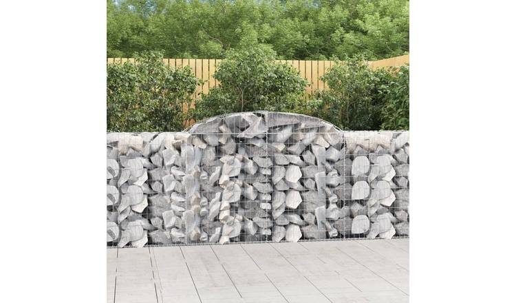Walplus Pack of 5 Galvanised Iron Gabion Basket - Silver - 300 x 50 x 100-120 cm