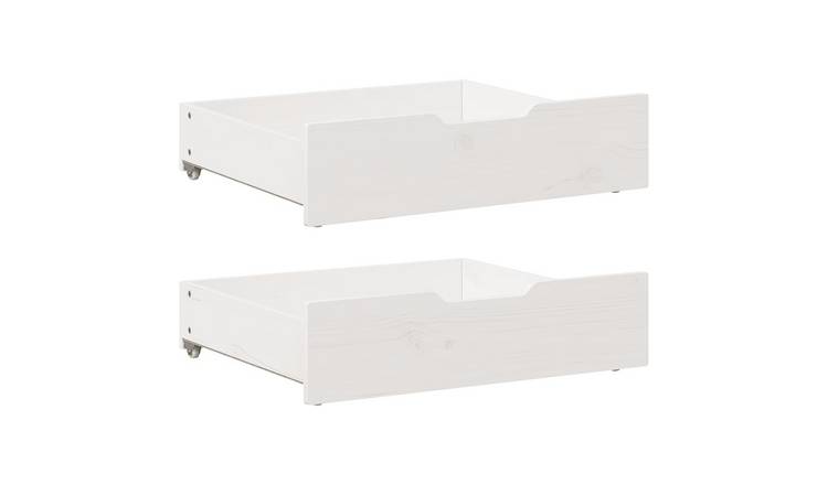 Walplus Pack of 2 Wood Under-Bed Drawers - White - 75 x 55 x 17 cm