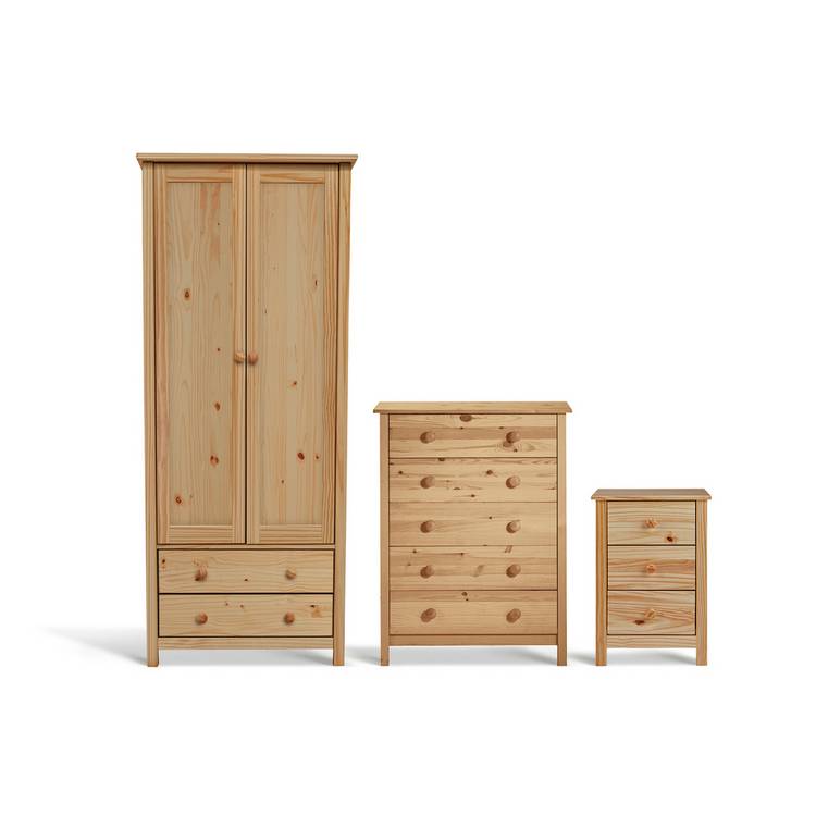 Argos Home Scandinavia 3 Piece 2 Door Wardrobe Set - Pine 0