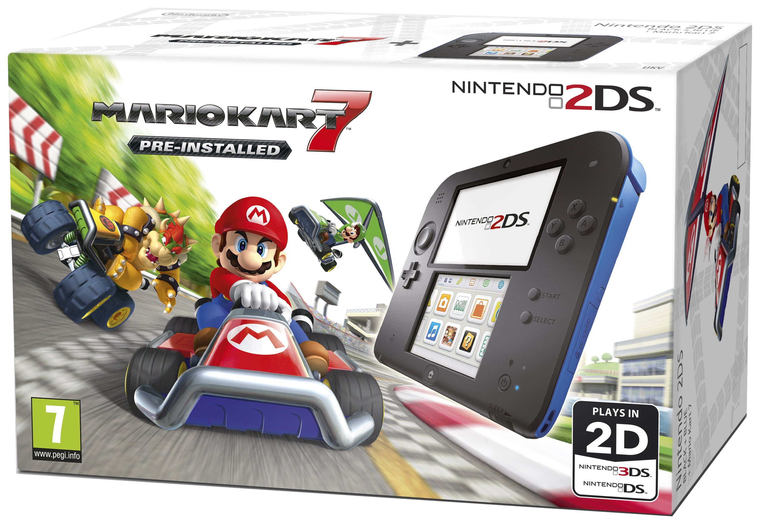 Nintendo 2DS Black & Blue Console with Mario Kart 7 Bundle