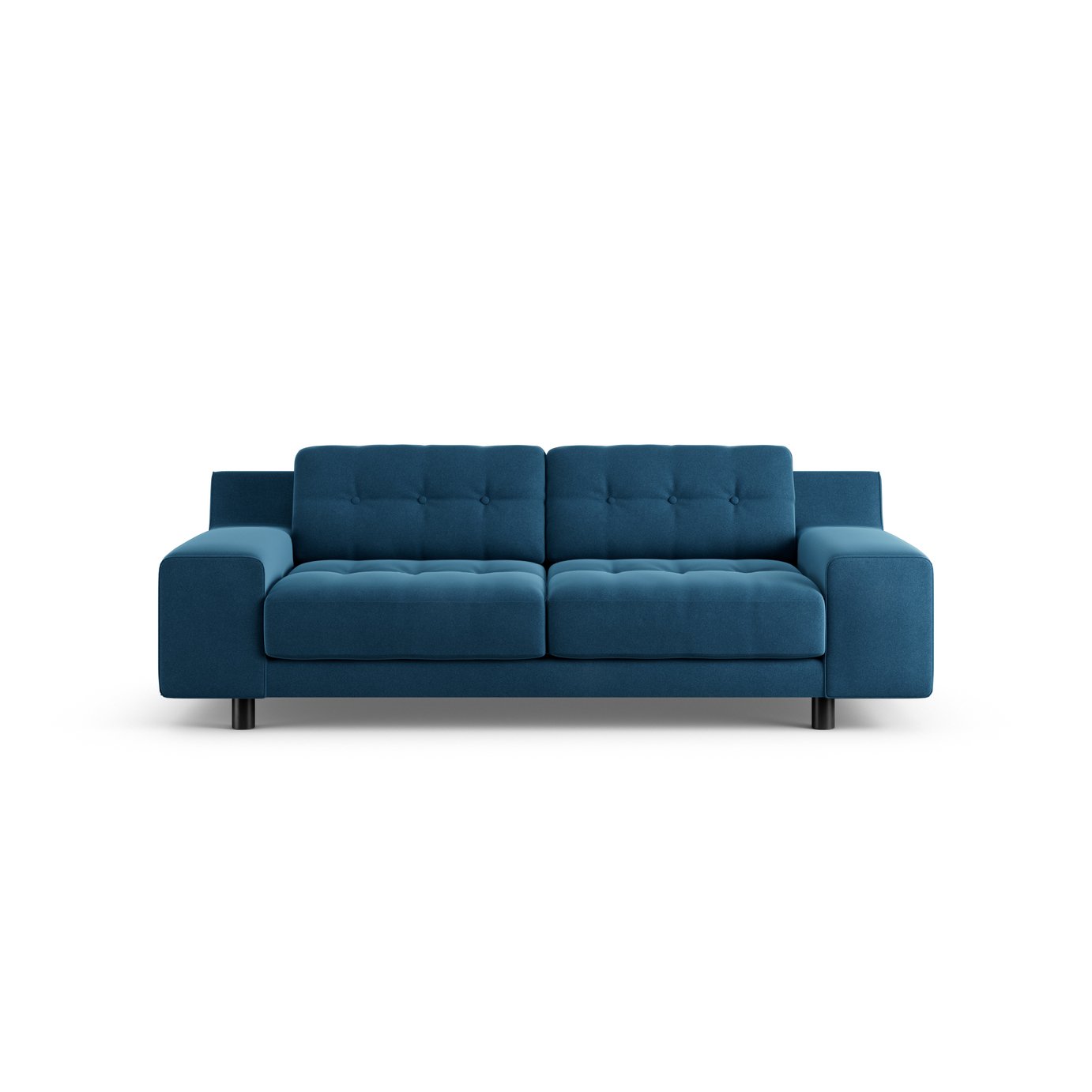 Habitat Hendricks Velvet 3 Seater Sofa - Ink Blue- Black Leg