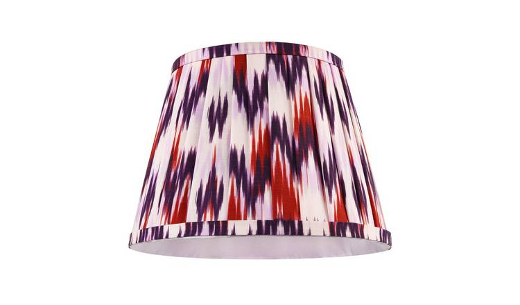 Happy Homewares Purple and Burgundy Pleated Cotton with Zig Zag Lampshade - 25cm