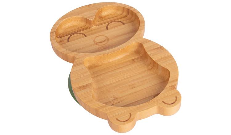 Tiny Dining Penguin Bamboo Suction Plate - Olive Green