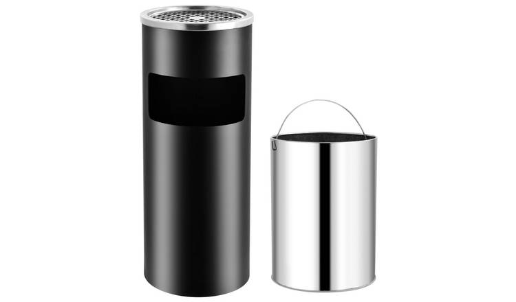 Walplus Steel Ashtray Dustbin Hotel 30 L - Black - 25 x 61 cm