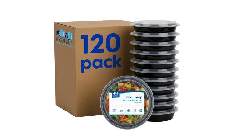 Harbour Housewares Round Reusable Meal Prep Containers (880ml) - Pack of 120