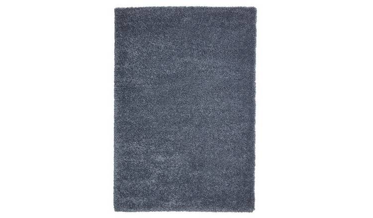 Mega Flooring Grey Shaggy Plain Rug - 80 x 150cm