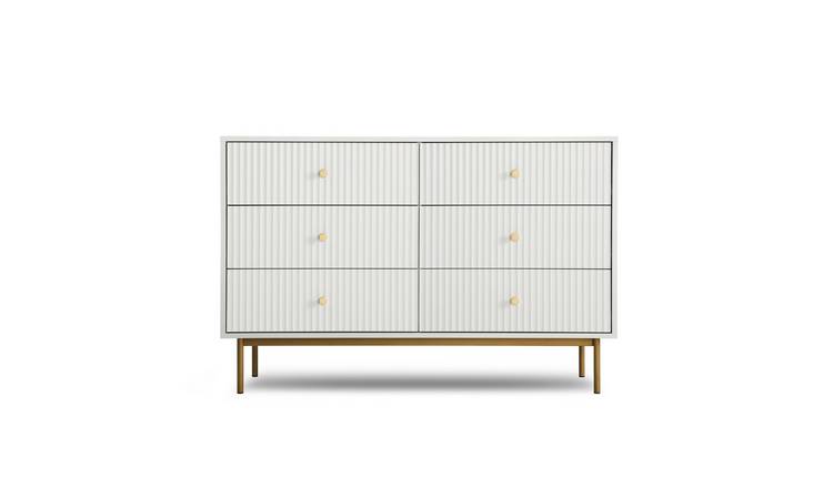 HomeGardenDirect Devon Fluted Wide Chest of Drawers - White