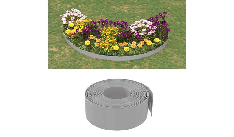 Walplus Pack of 3 Polyethylene Garden Edgings - Grey - 1000 x 20 cm