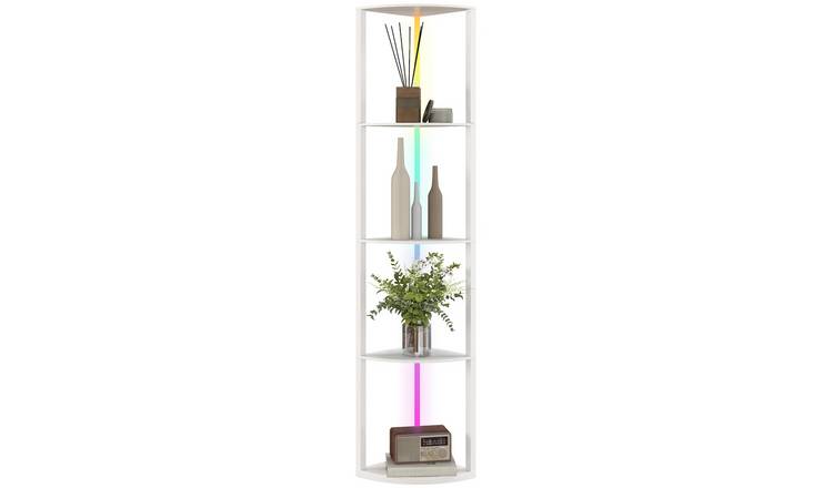 HOMCOM RGB LED 5 Tier Floor Lamp With Shelves - White