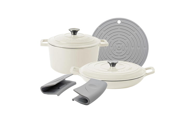 Argon Tableware 2 Piece Cast Iron Casserole Dish Set - Pebble Gloss