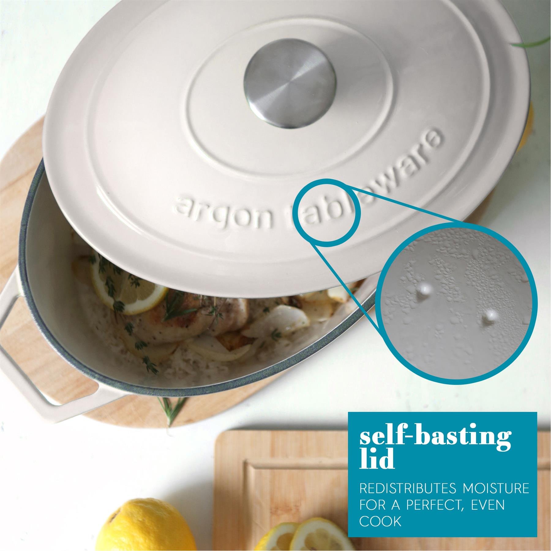 Argon Tableware 2 Piece Cast Iron Casserole Dish Set - White - Image 5