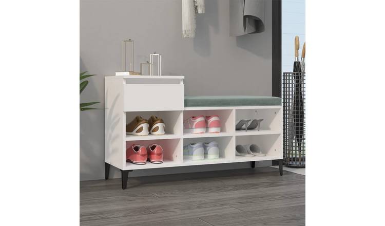 Walplus Engineered Wood Shoe Cabinet - White - 102 x 36 x 60 cm