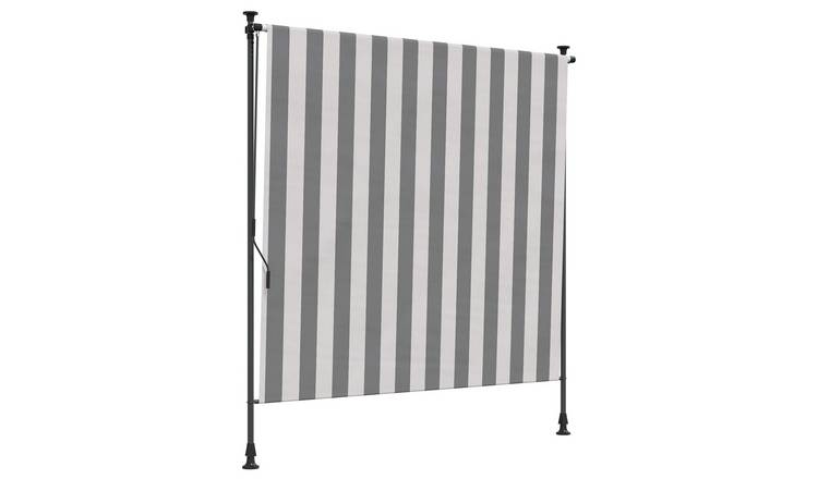 Walplus Polyester Outdoor Roller Blind - Anthracite and White - 120 x 270 cm