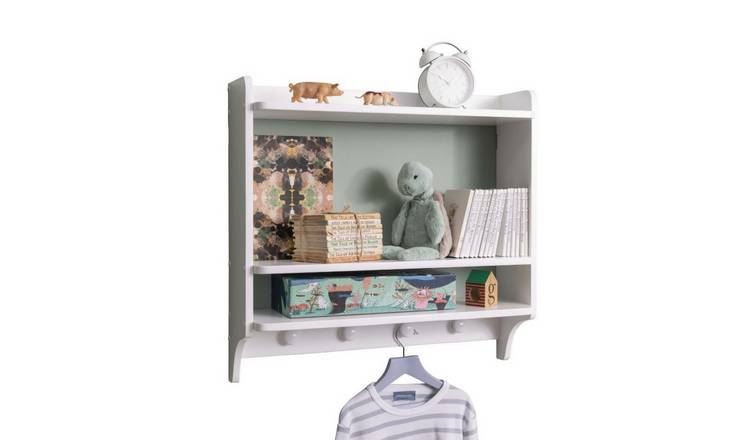 Noa & Nani Hege Double Shelf With 4 Coat Hooks - White