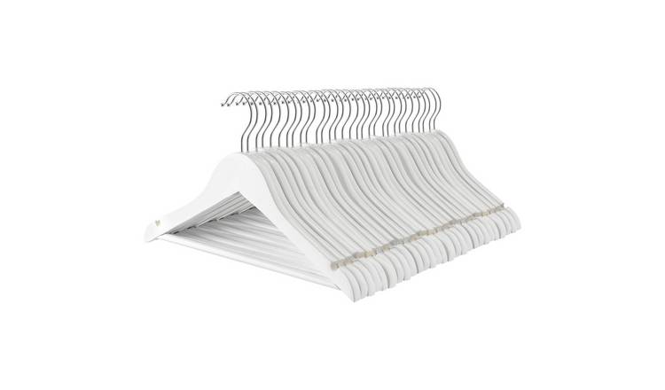 Harbour Housewares Wooden Children's Coat Hangers - White - Pack of 30