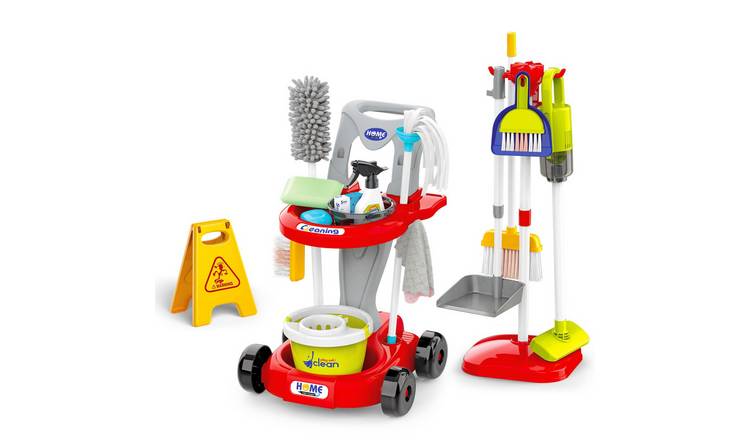deAO Cleaning Trolley Play Set - Red