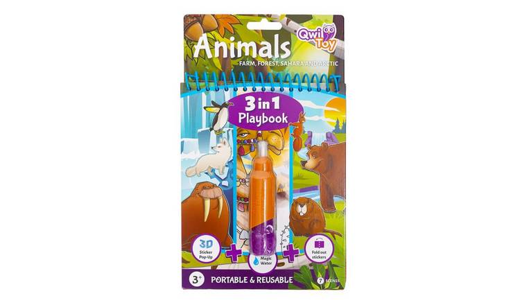 QwiToys Magic Water 3-in-1 Reusable Playbook - Animals
