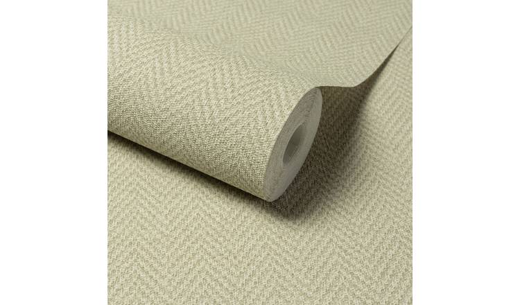 Grandeco Antiga Herringbone Chevron Weave Textured Wallpaper - Sage Green