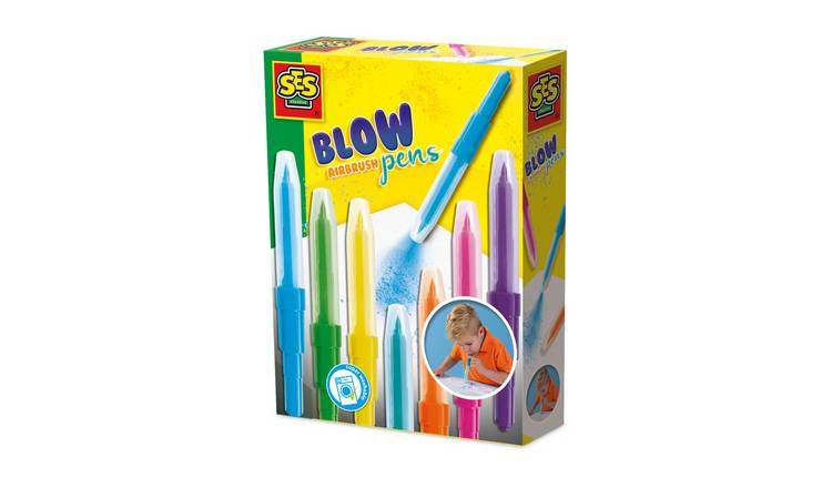 SES Creative Blow Airbrush Pens Kids 7 Piece Craft Set