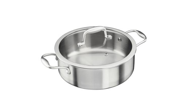 Cooks Professional Tri-Ply Sauté Pan with Lid and Side Handles - 24cm