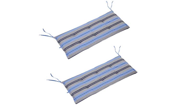 Outsunny Set of 2 Swing Chair and Bench Cushions - Blue Stripe