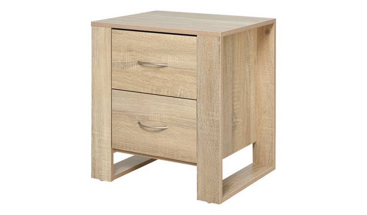 HOMCOM 2 Drawers Bedside Table with Handles and Elevated Base - Brown
