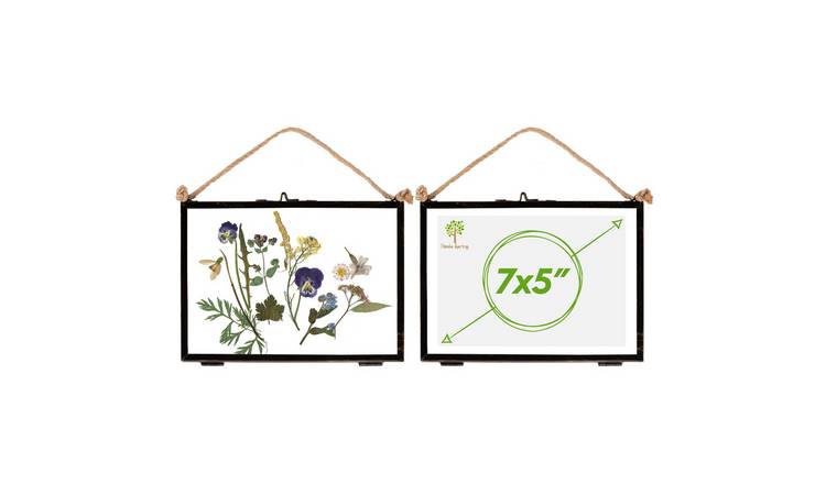 Nicola Spring Hanging Metal Photo Frame 7" x 5" Set of 2 - Black
