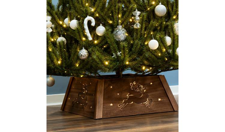 Christmas Tree World 60cm Pre-lit  Christmas Tree Skirt  - Reindeer & Stars