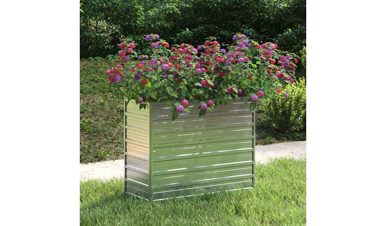 Walplus Galvanised Steel Raised Garden Bed - Silver - 100 x 40 x 77 cm