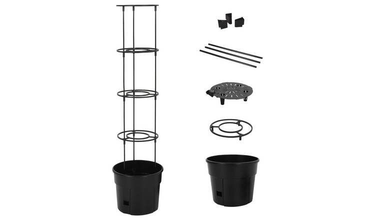 Walplus Polypropylene Garden Planter - Anthracite - dia 29.5 x 115 cm