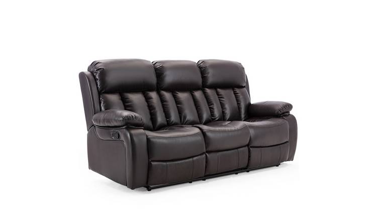 Furniture Online Chester Manual Recliner 3 Seater Leather Sofa – Brown