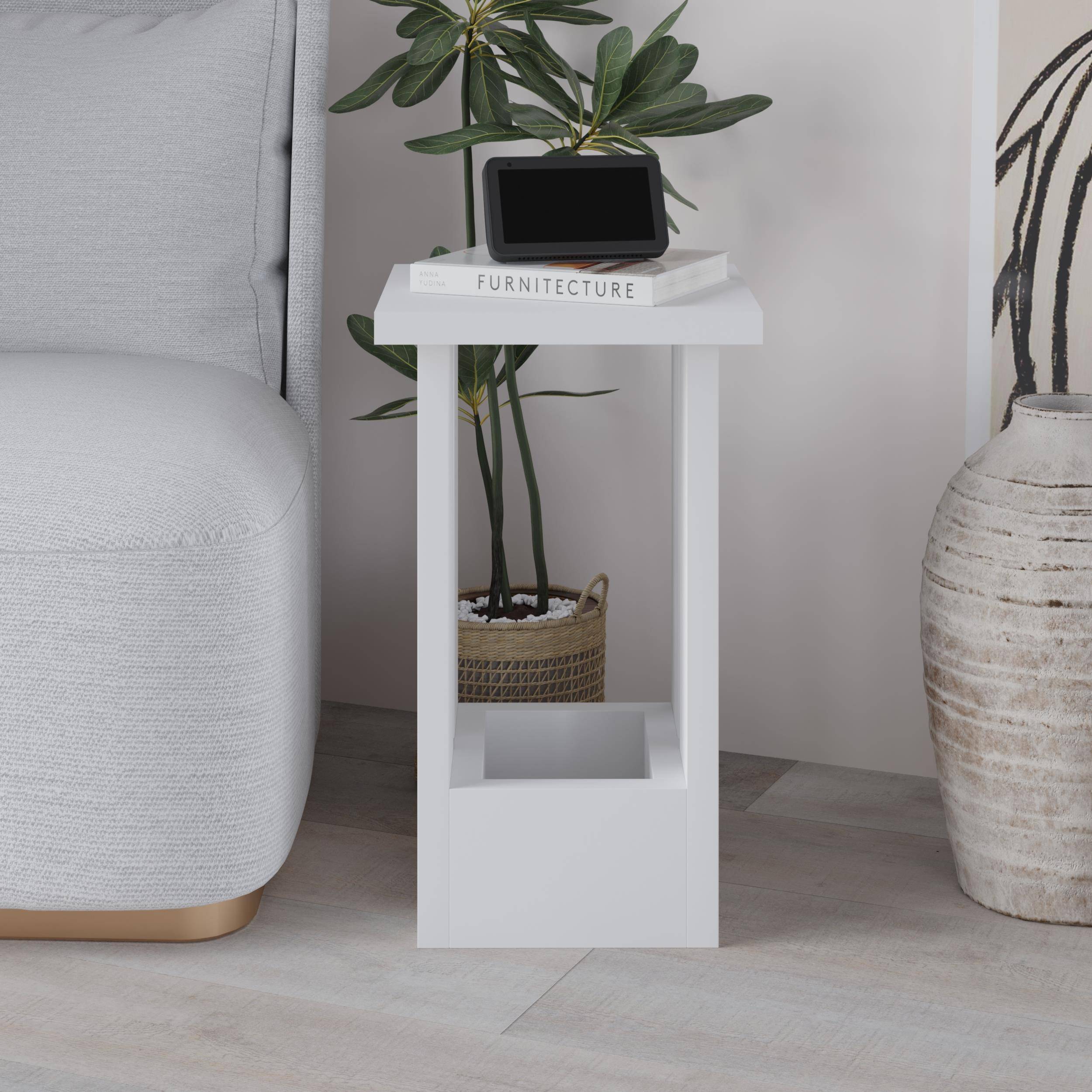 Decortie Tasos Particleboard Melamine Side Table - White - Image 1