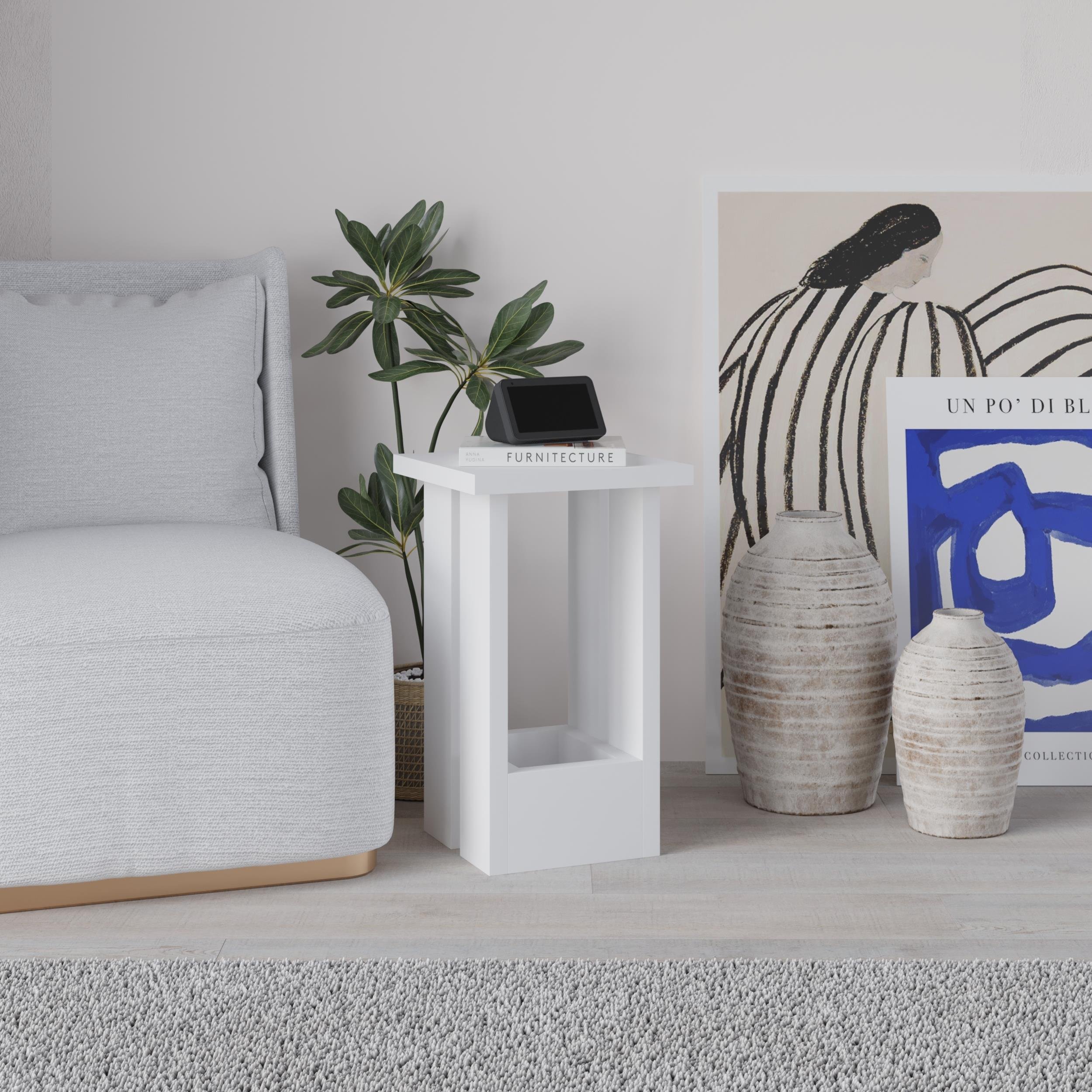 Decortie Tasos Particleboard Melamine Side Table - White - Image 3