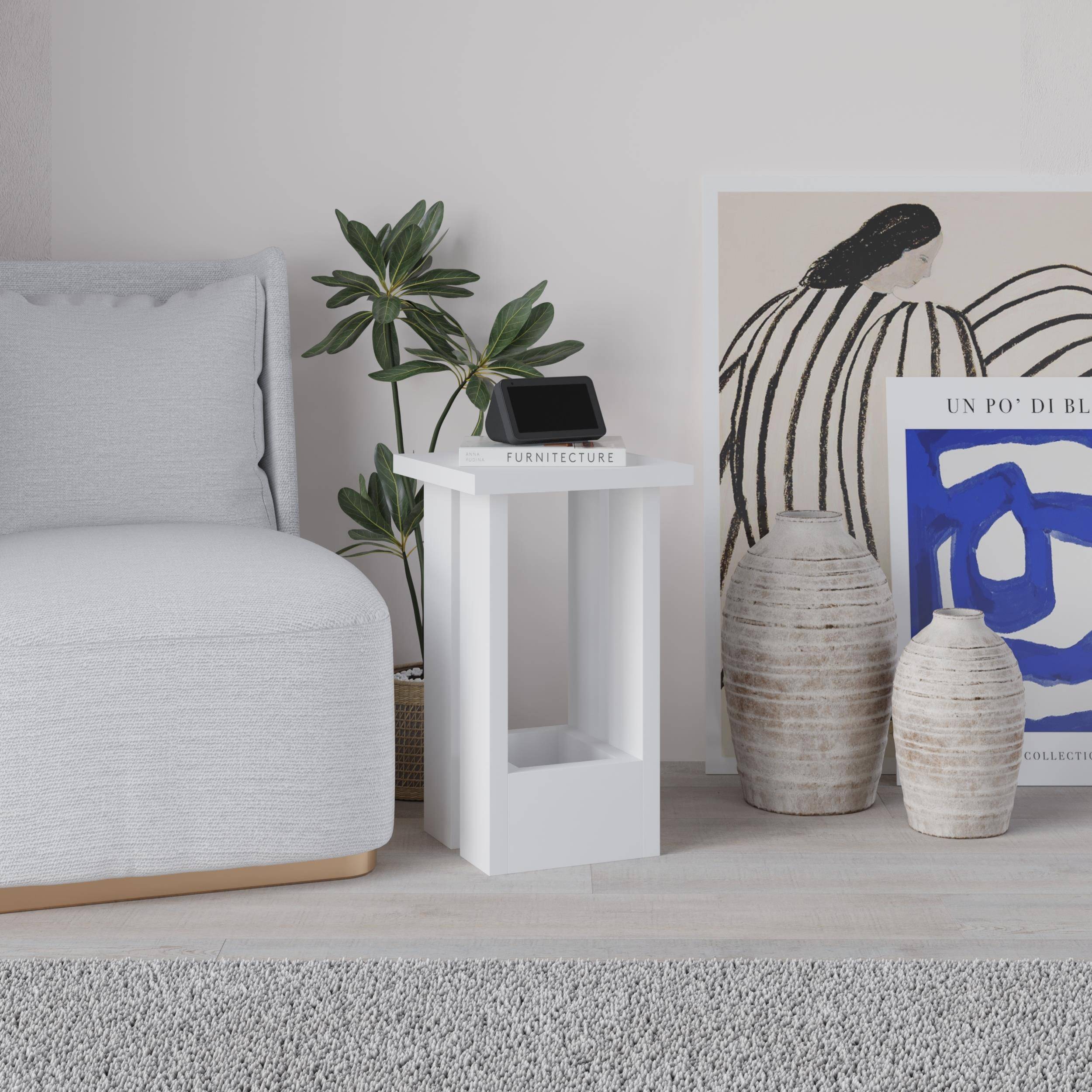 Decortie Tasos Particleboard Melamine Side Table - White - Image 3
