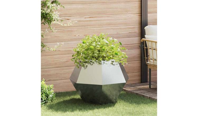 Walplus Galvanised Steel Garden Planter - Silver - 75 x 75 x 60 cm
