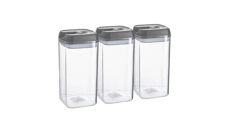Argon Tableware Plastic Food Storage Containers - Grey - Set of 3