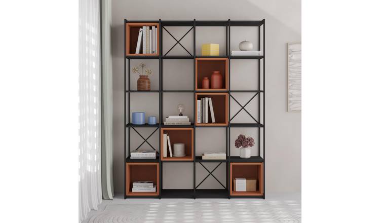Decortie Vale Maxi Particleboard Wood Effect Shelving Unit - Black Ash