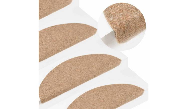Walplus Pack of 10 Self-Adhesive Needle-Punched Stair Mats - Beige - 56 x 17 cm