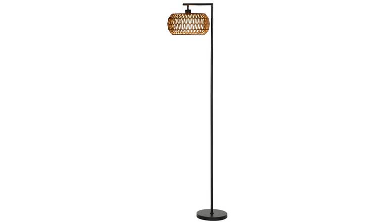 HOMCOM Boho Dimmable Remote Double Shade Floor Lamp - Black