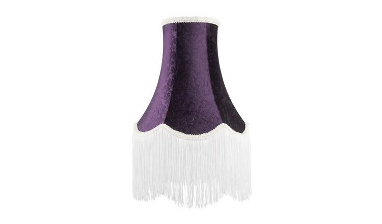 Happy Homewares Victorian Vintage Tall in Purple Floral Velvet Lampshade - 30cm