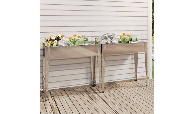 Walplus Pack of 2 Galvanised Steel Garden Planter - 100.5 x 40.5 x 90 cm