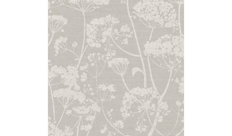 Grandeco Cow Parsley Organic Foliage Trail Wallpaper - Grey