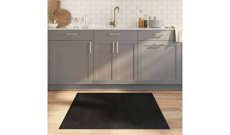 Walplus Bamboo Square Rug - Black - 100 x 100 cm