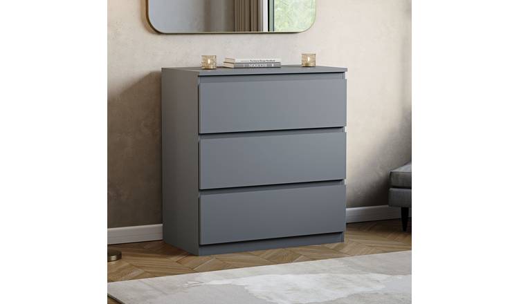 Vida Designs Denver 3 Drawer Chest - Grey