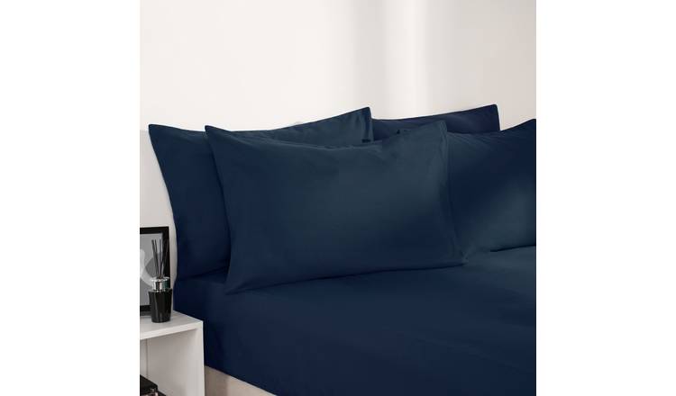 OHS Plain Dyed Microfibre Fitted Bed Sheet Navy - King