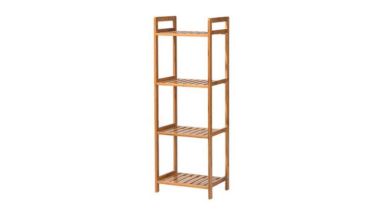 Living and Home 4-Tier 35cm Bamboo Slatted Standing Bookshelf Unit