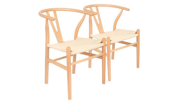 Nicholas Winter 2x Beech Wood Danish Style Dining Chairs - Natural