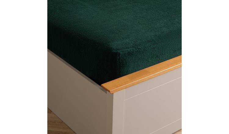 OHS Teddy Fleece Thermal Fitted Bed Sheet Forest Green - King