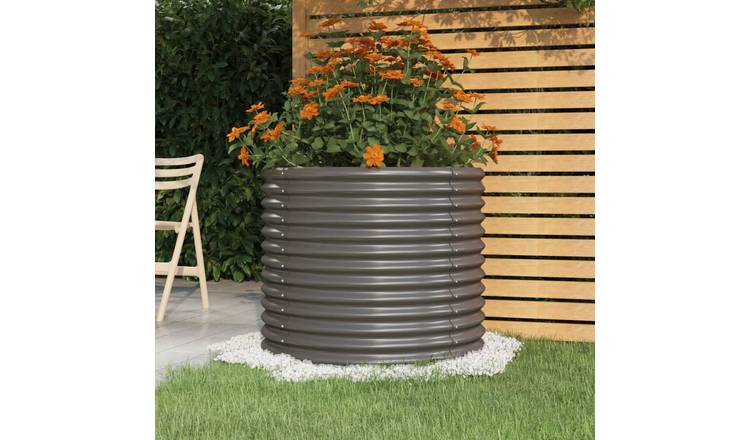 Walplus Galvanised Steel Garden Planter - Grey - 80 x 68 cm