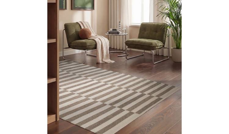 Hanse Home Grey Vika Striped Handwoven Wool Reversible Rug - 160 x 230cm
